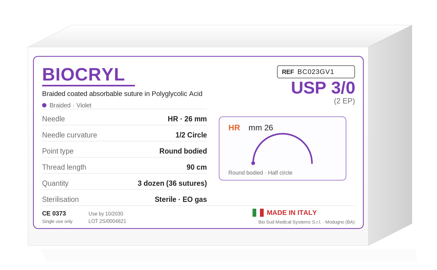 BIOCRYL BC023GV1 polyglycolic acid absorbable suture box