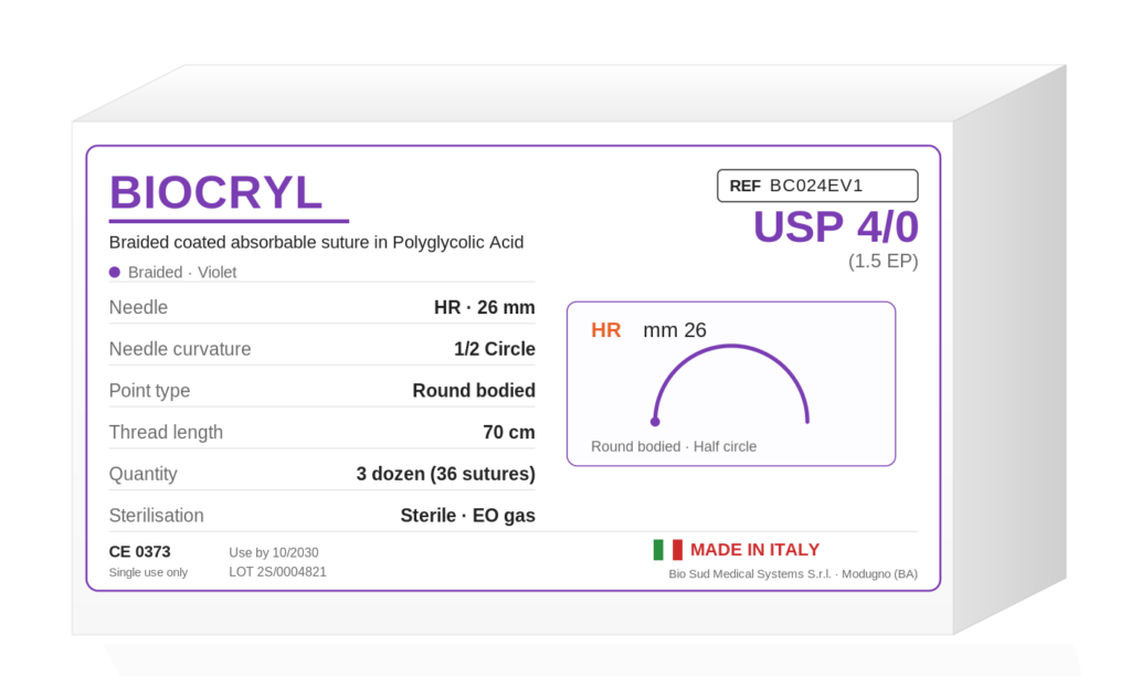 BIOCRYL BC024EV1 polyglycolic acid absorbable suture box