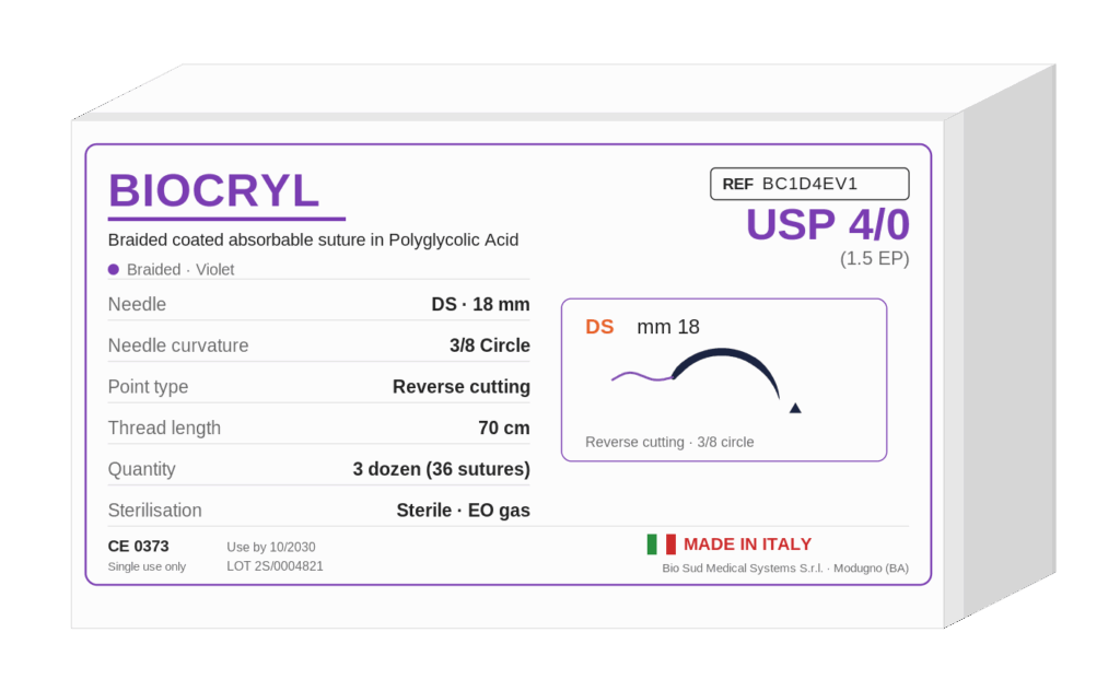 BIOCRYL BC1D4EV1 polyglycolic acid absorbable suture box