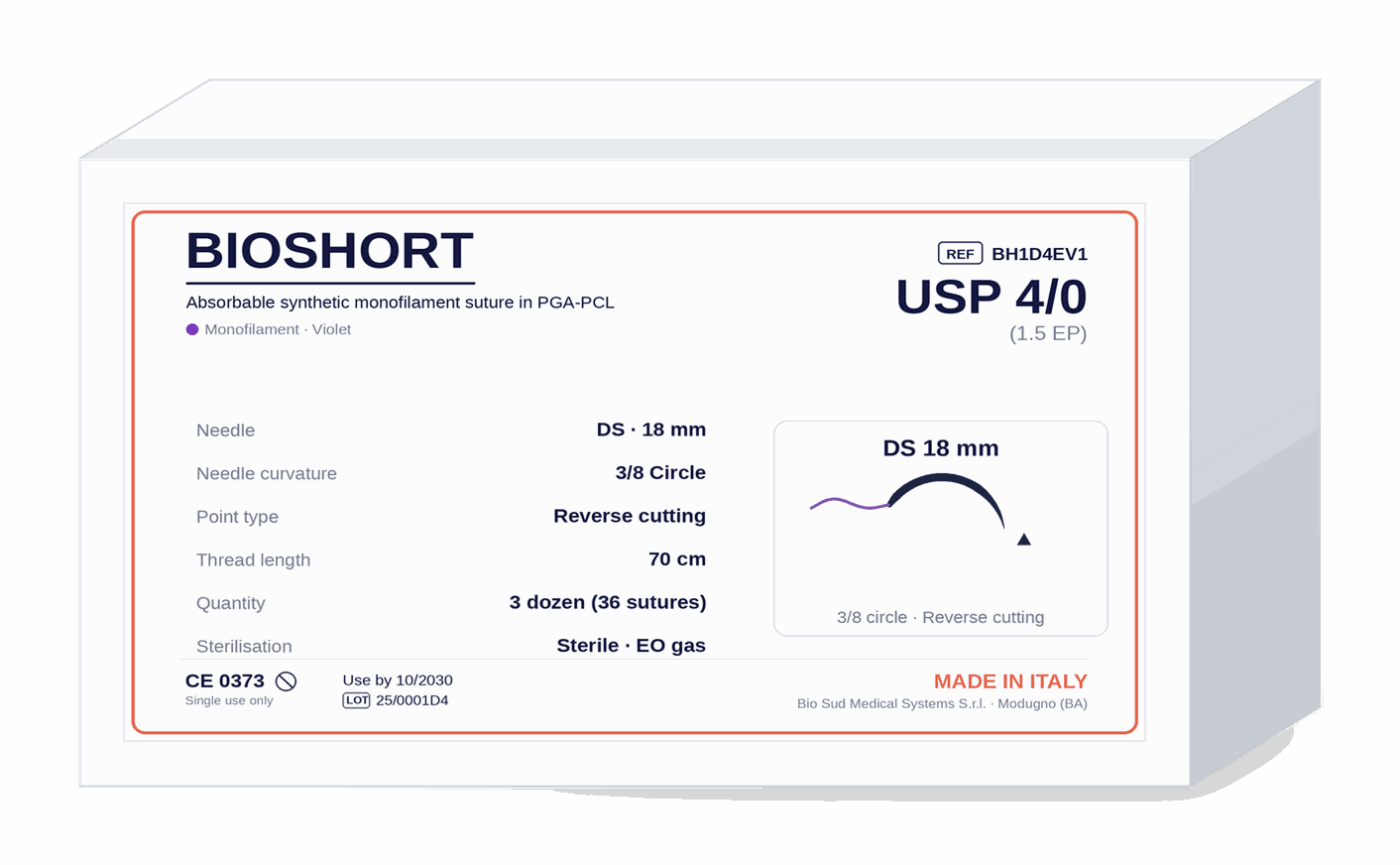 BIOSHORT BH1D4EV1 PGA-PCL absorbable monofilament suture box
