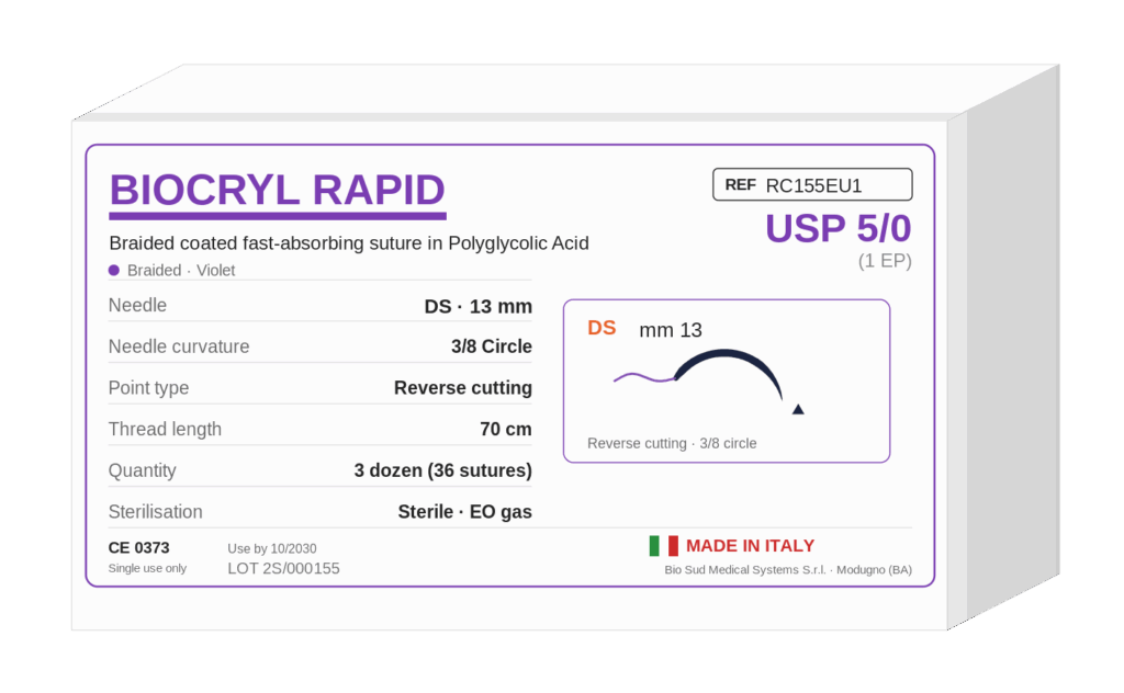 BIOCRYL RAPID RC155EU1 fast-absorbing polyglycolic acid suture box
