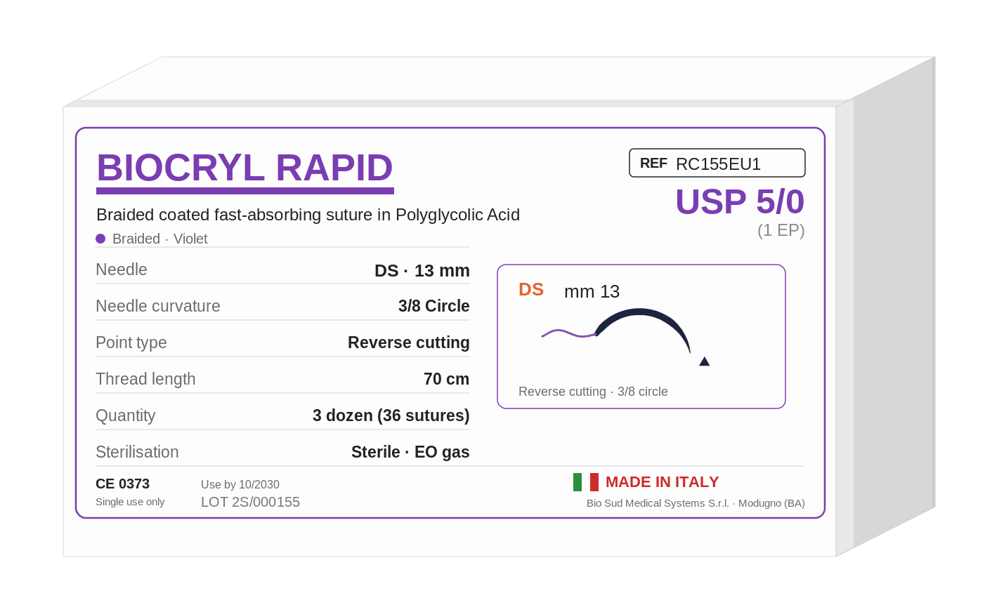 BIOCRYL RAPID RC155EU1 fast-absorbing polyglycolic acid suture box